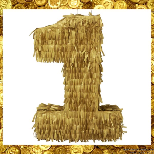 Gold Number Pinata (0-9) - Handmade in Mexico