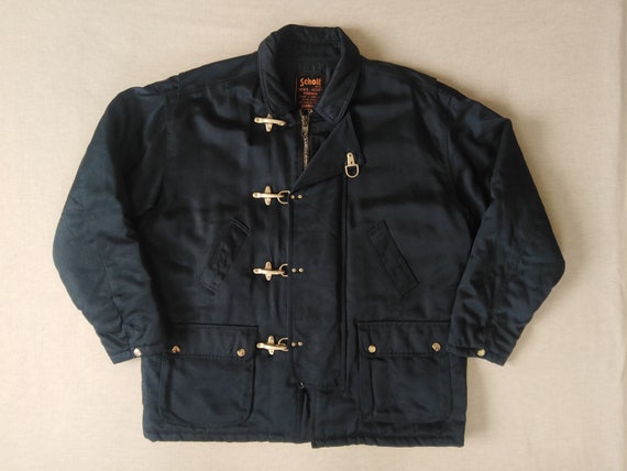 Vintage 1990s Men's Schott Fireman Jacket - Navy B