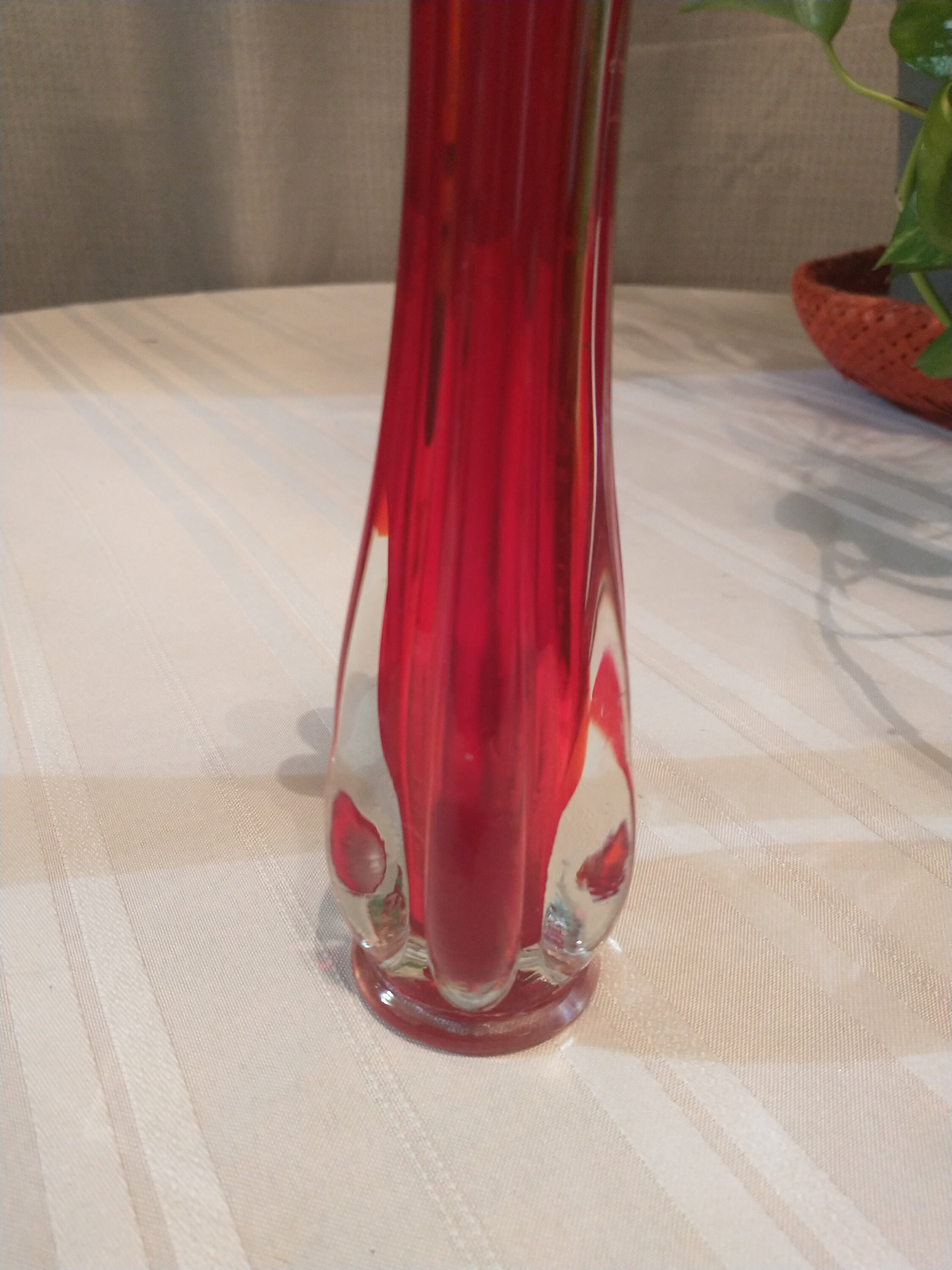 Vintage Red And Clear Vase Retro Swung Vase Stunning Red And Etsy