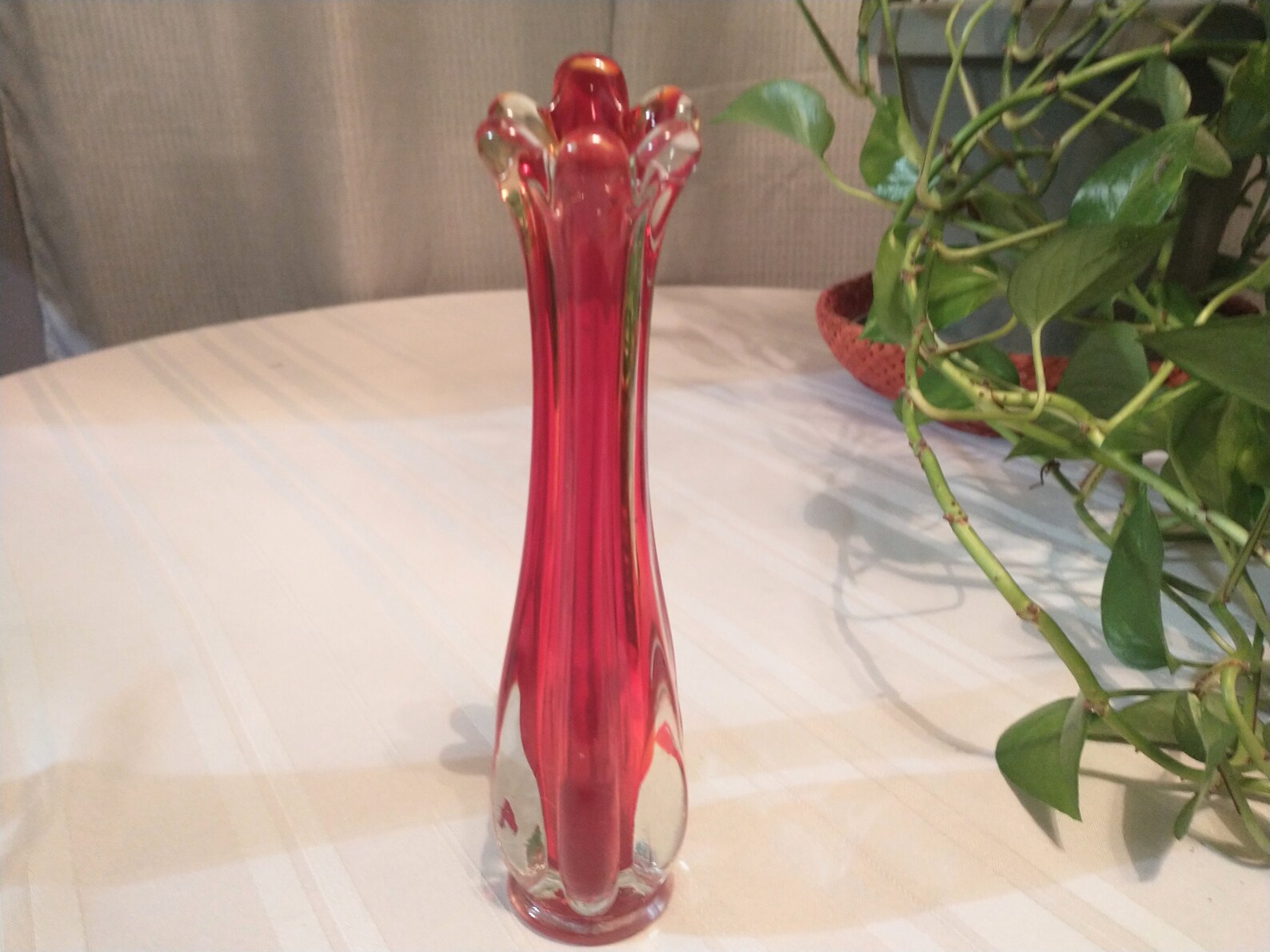Vintage Red And Clear Vase Retro Swung Vase Stunning Red And Etsy