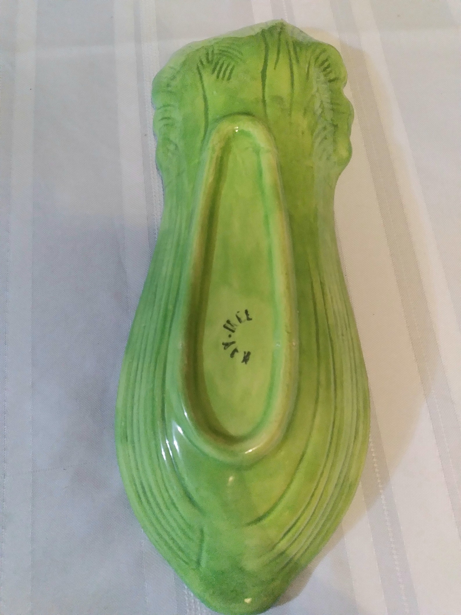 Vintage Green Ceramic Celery Dish Celery Shaped Serving Dish Etsy