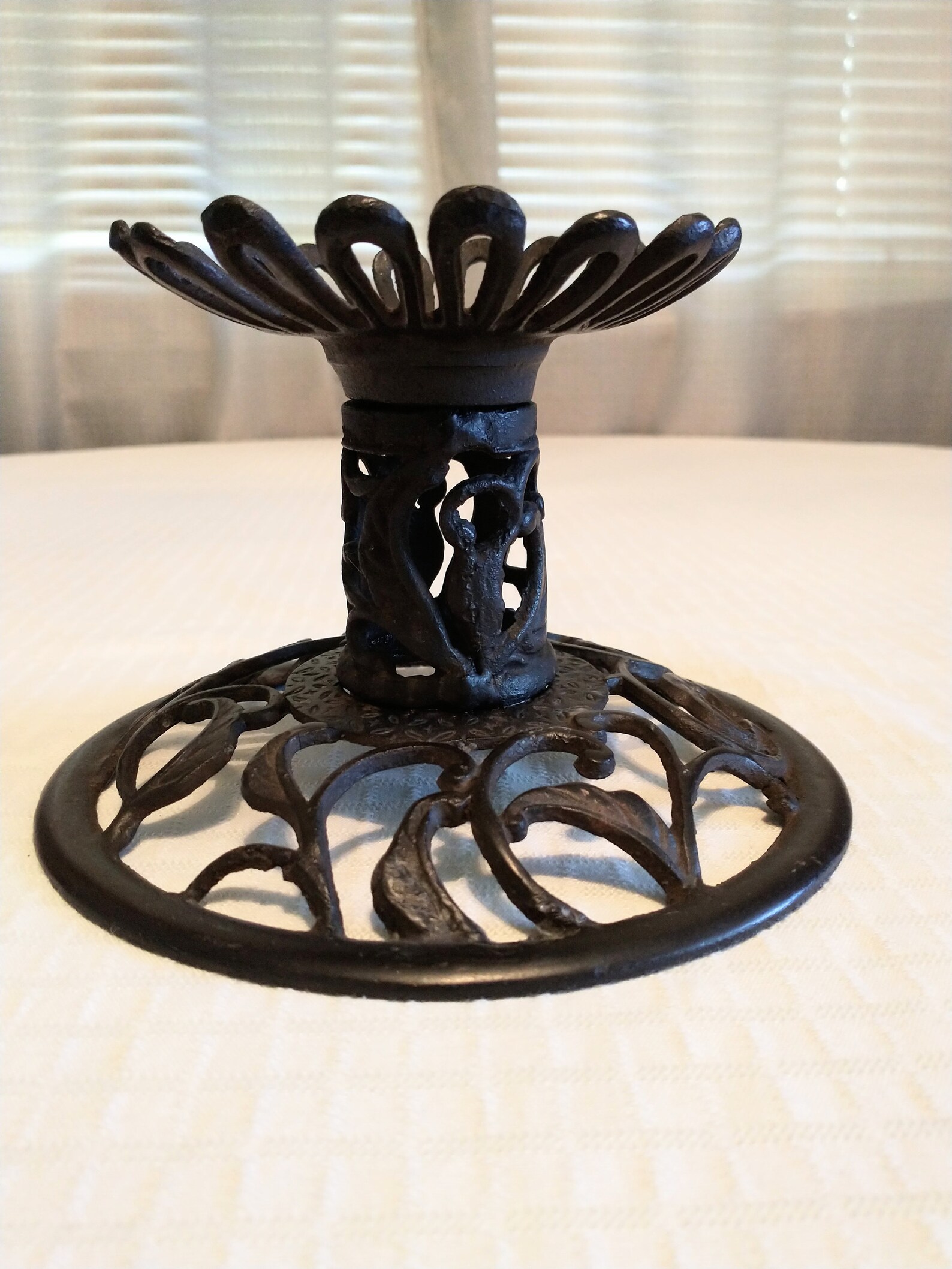 Large Ornate Cast Iron Candlestick Holder Gothic Candlestick Etsy