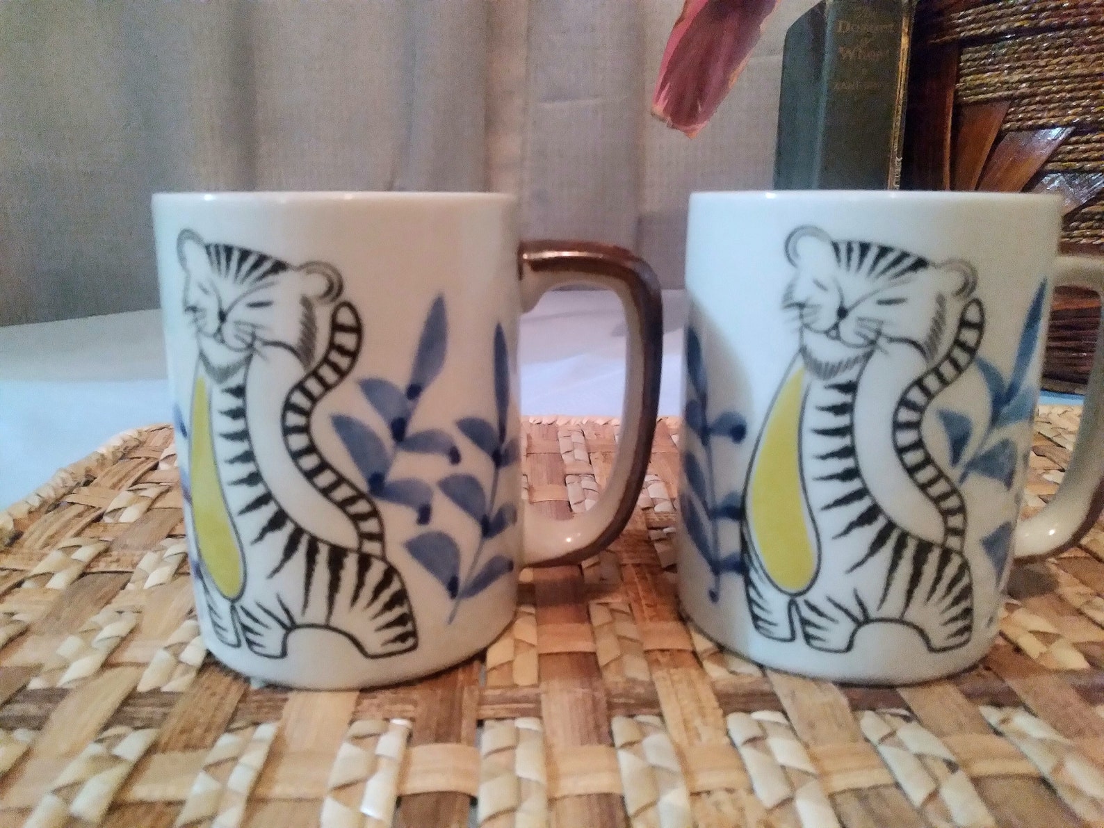 Vintage Otagiri Tiger Mugs Set Of 2 Vintage Tiger Mugs Hand Etsy