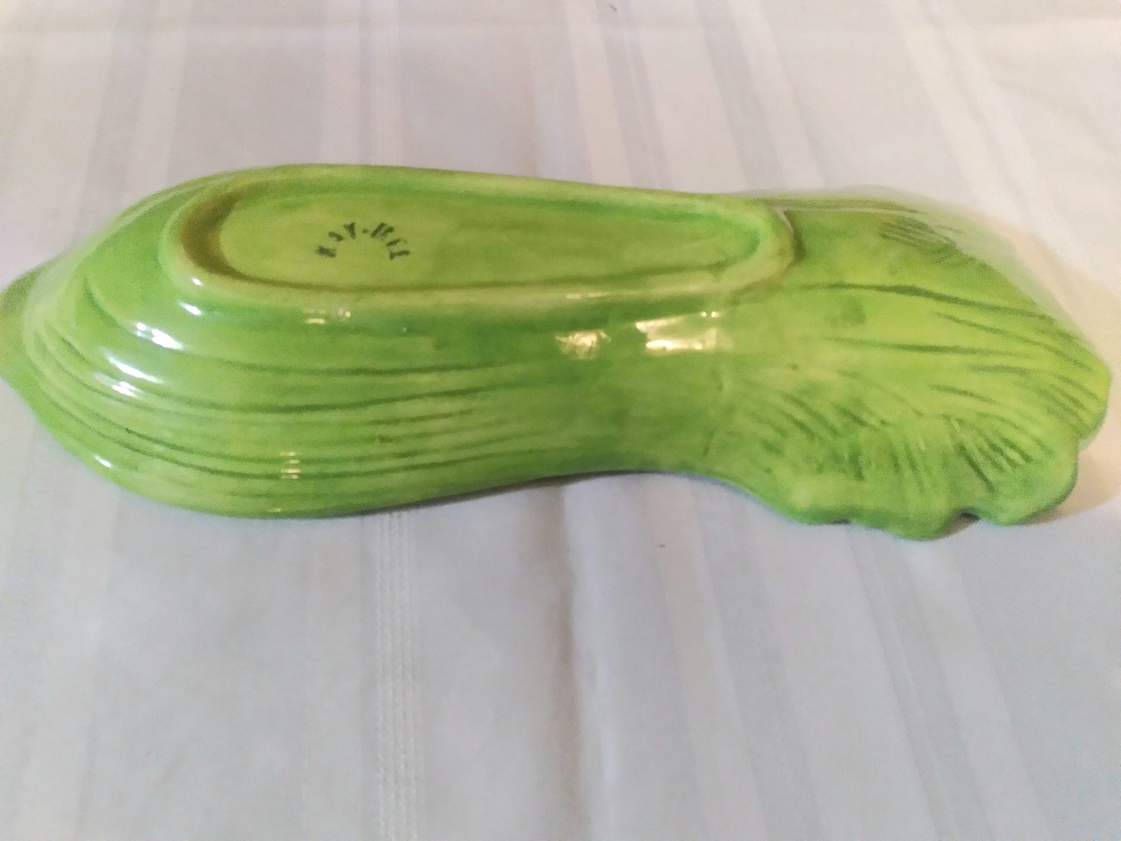 Vintage Green Ceramic Celery Dish Celery Shaped Serving Dish Etsy