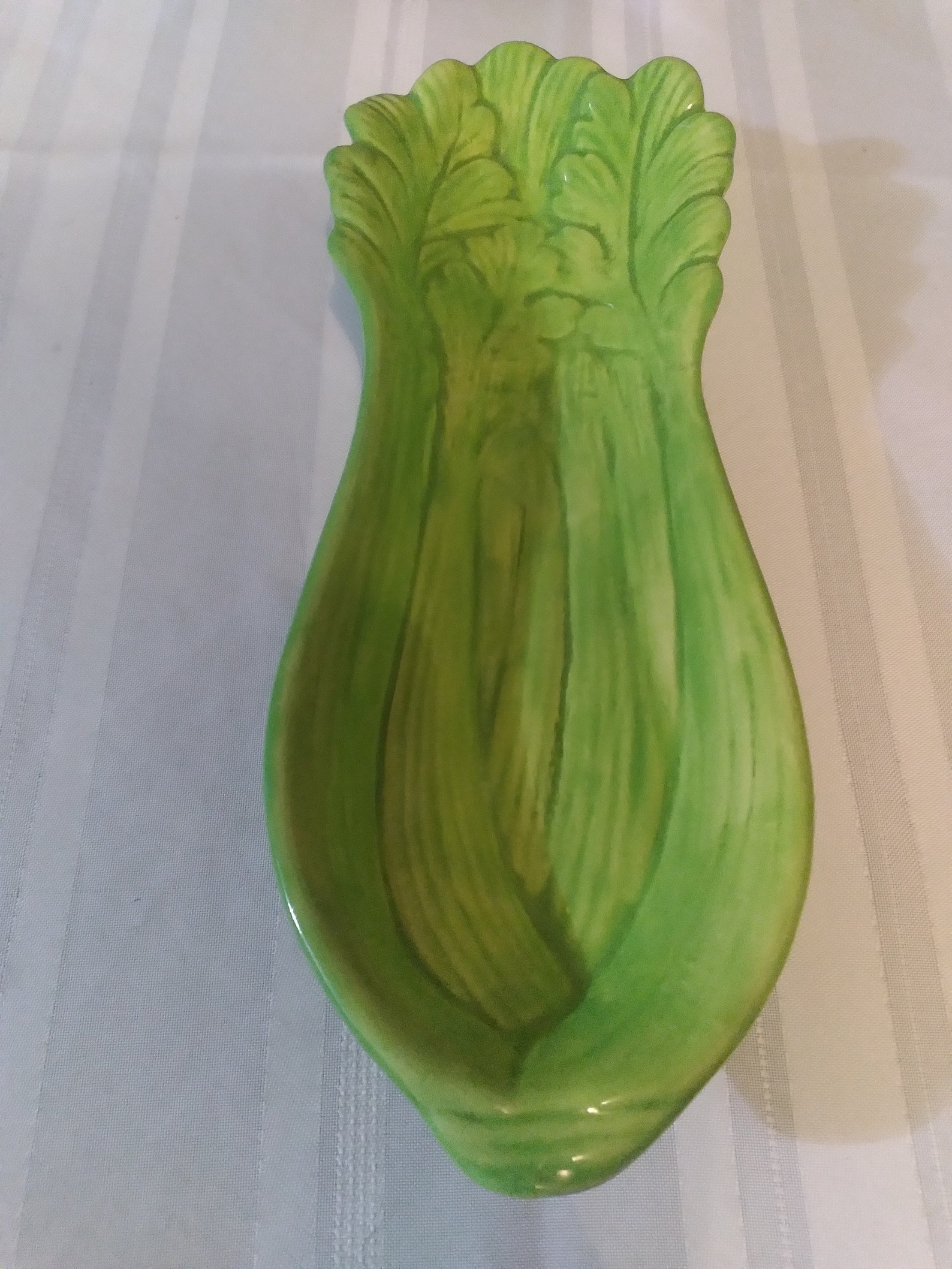 Vintage Green Ceramic Celery Dish Celery Shaped Serving Dish Etsy
