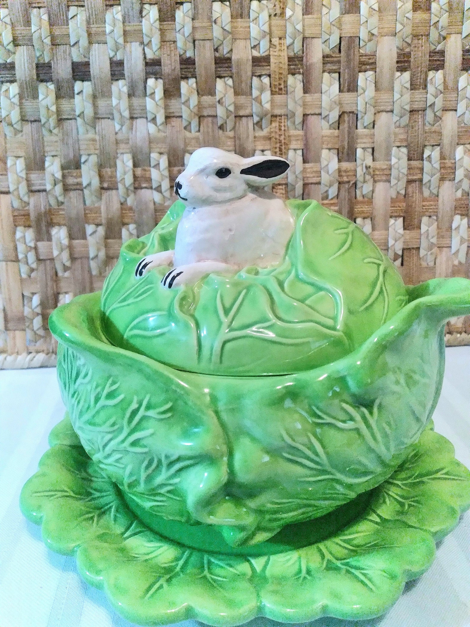 Cabilock Ceramic Bunny Cabbage Bowl Fruit Salad Bowl Kids Easter Rabbit