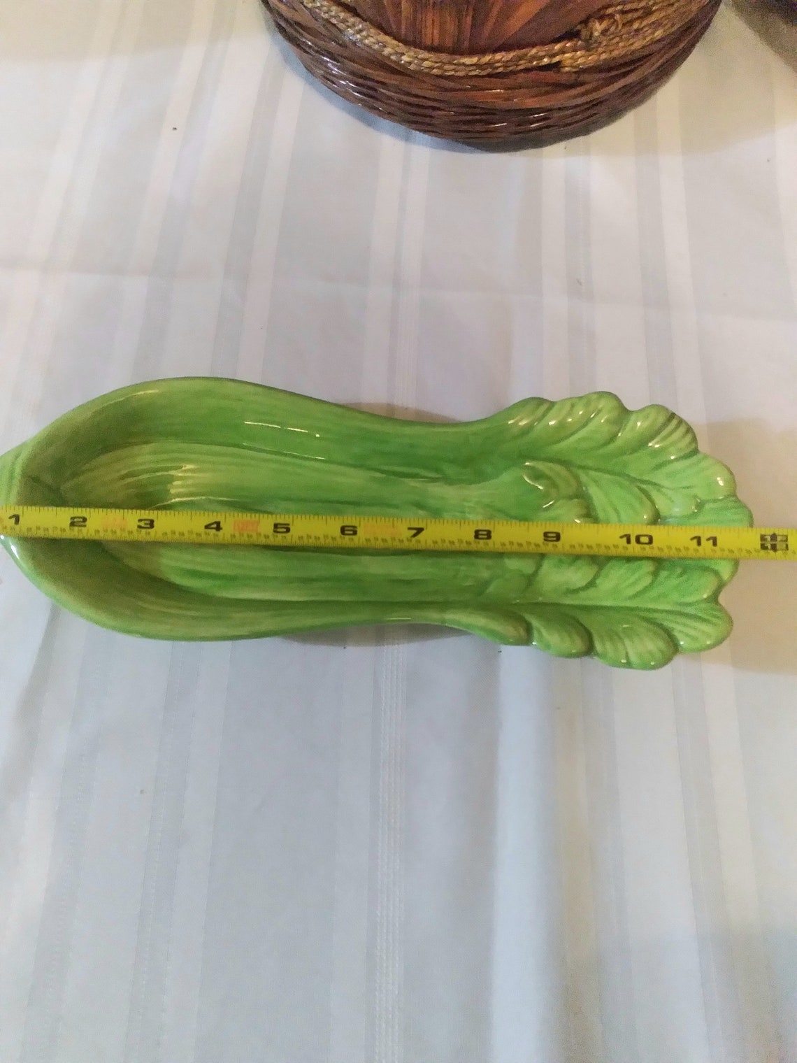 Vintage Green Ceramic Celery Dish Celery Shaped Serving Dish Etsy