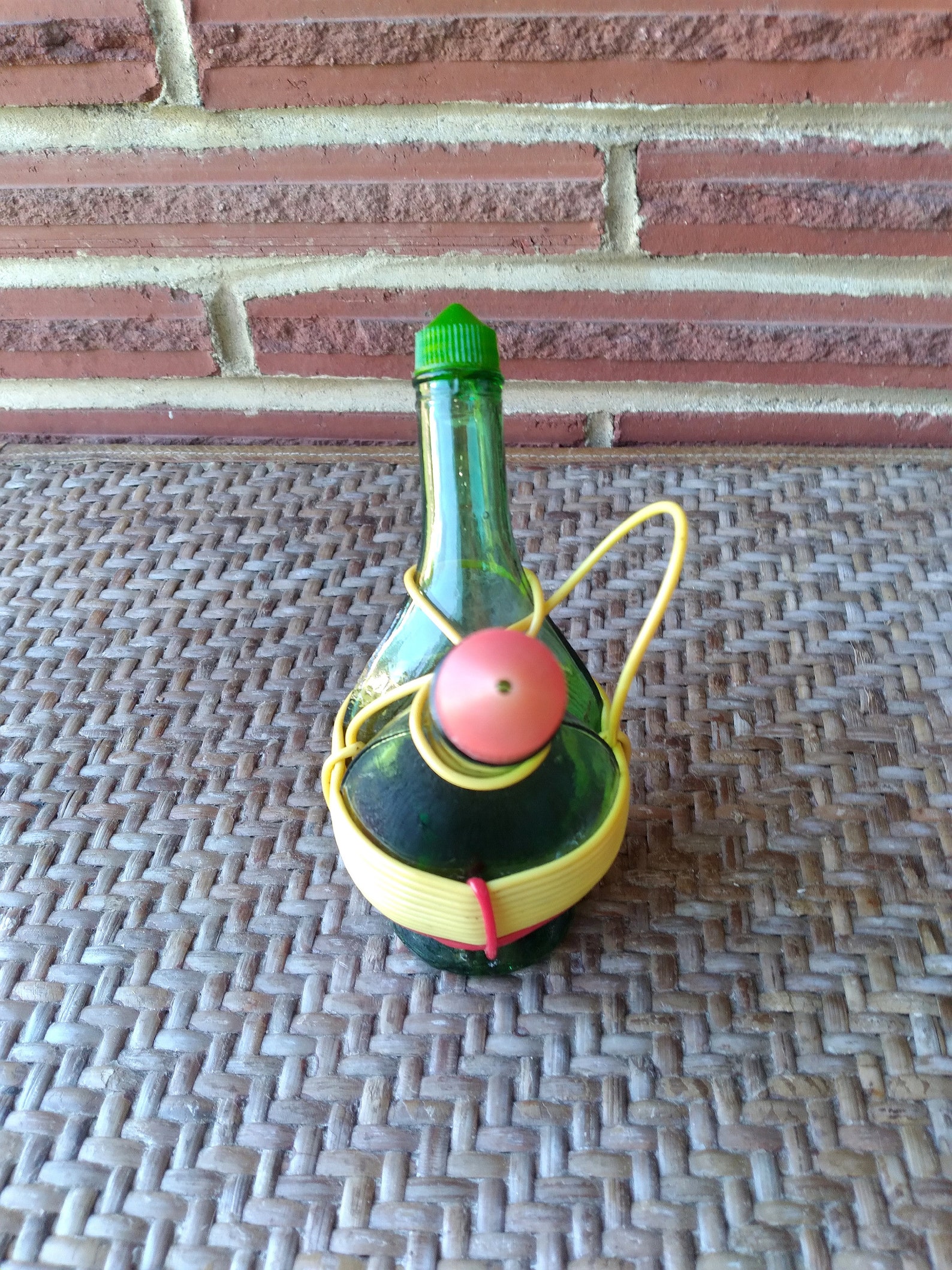 Vintage MidCentury Green Glass Double Oil And Vinegar Cruets Etsy