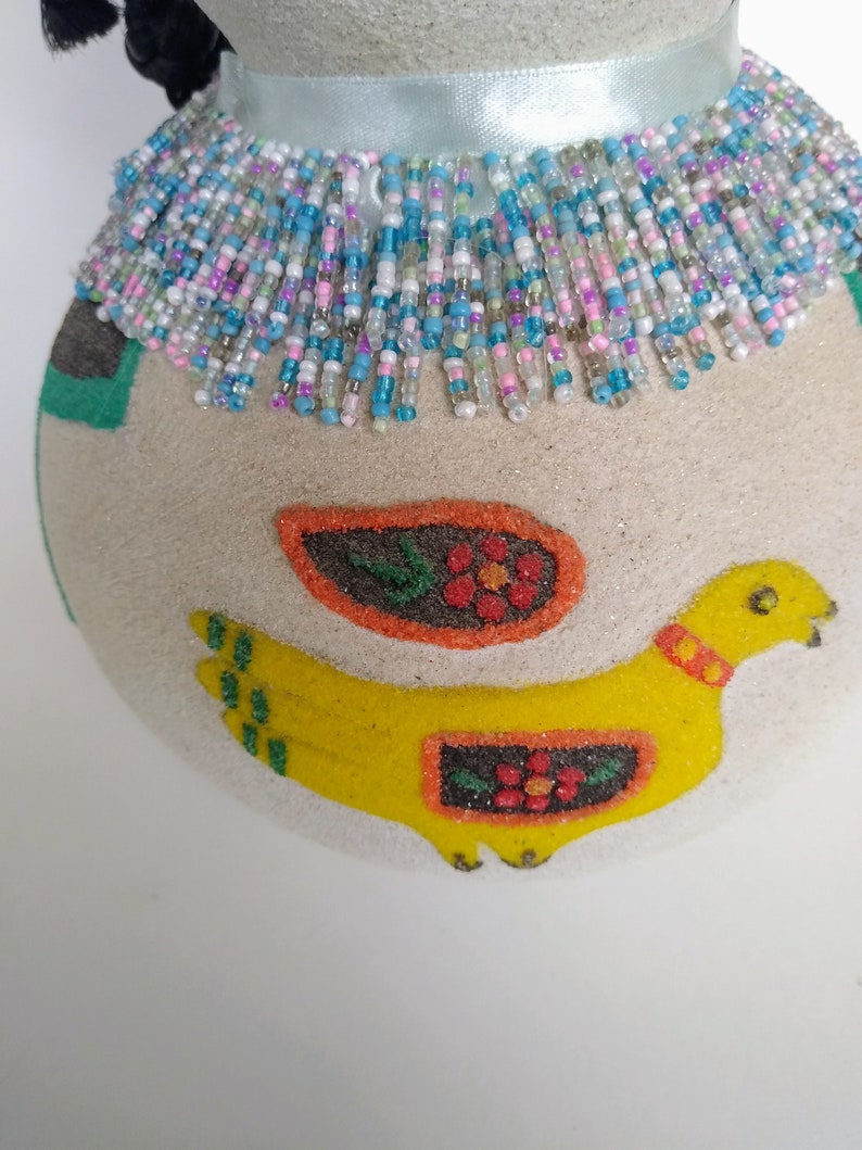 South American Tribal Folk Art, Mexican Tribal Sand Gour Art Native American Tribal Gourd Art
