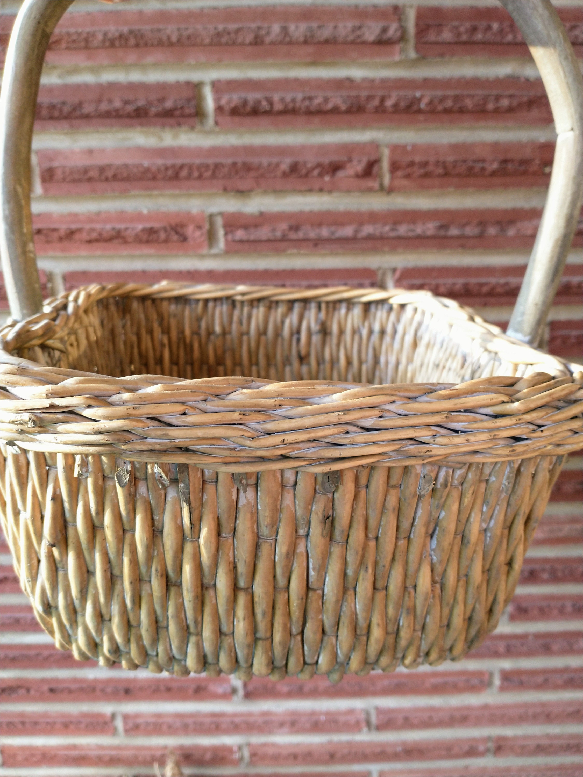 HandWoven Basket With Tree Branch Handle BOHO Basket Etsy