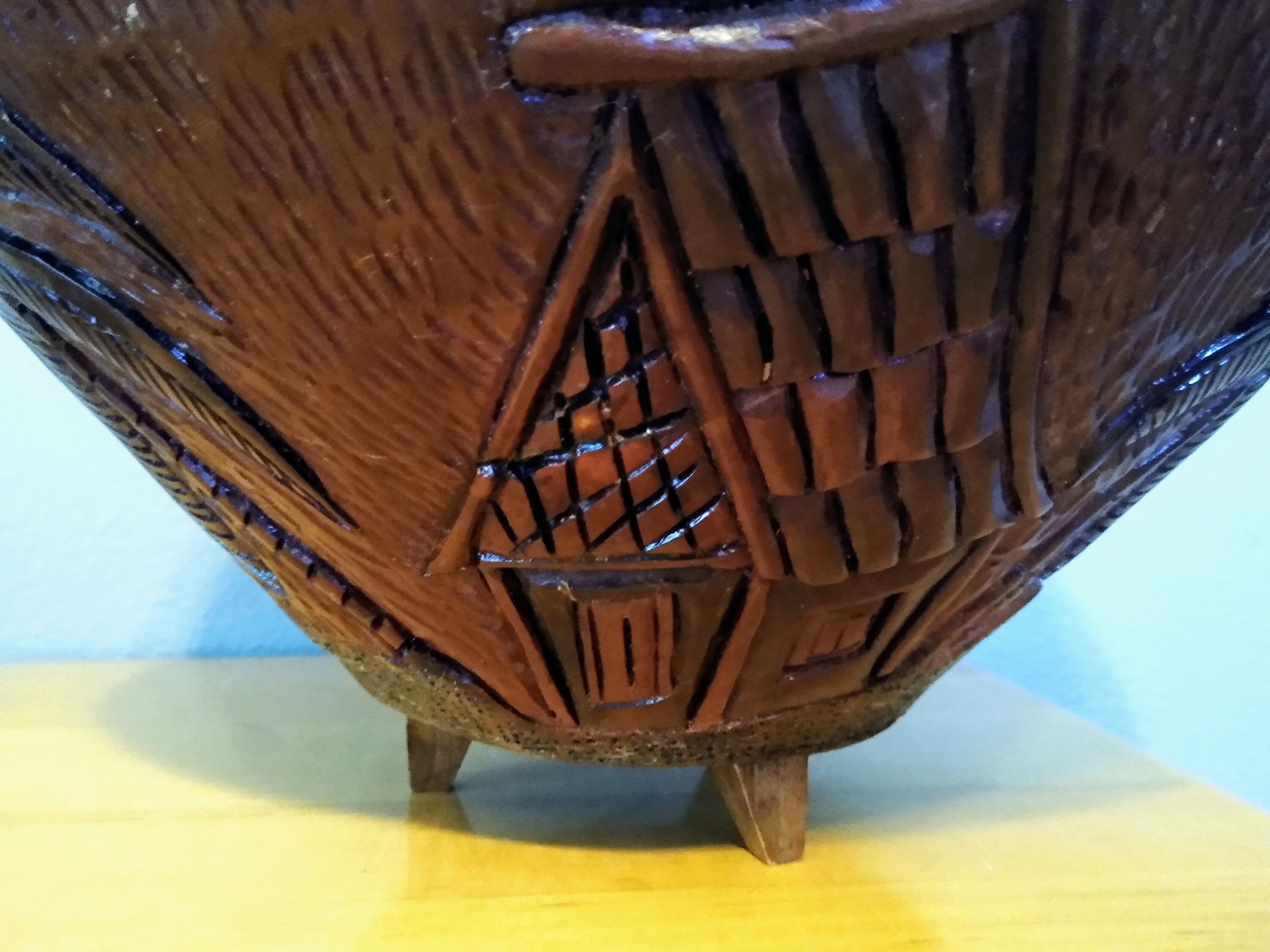 Large Vintage Ornate Hand Carved Wooden Fruit Bowl With Etsy