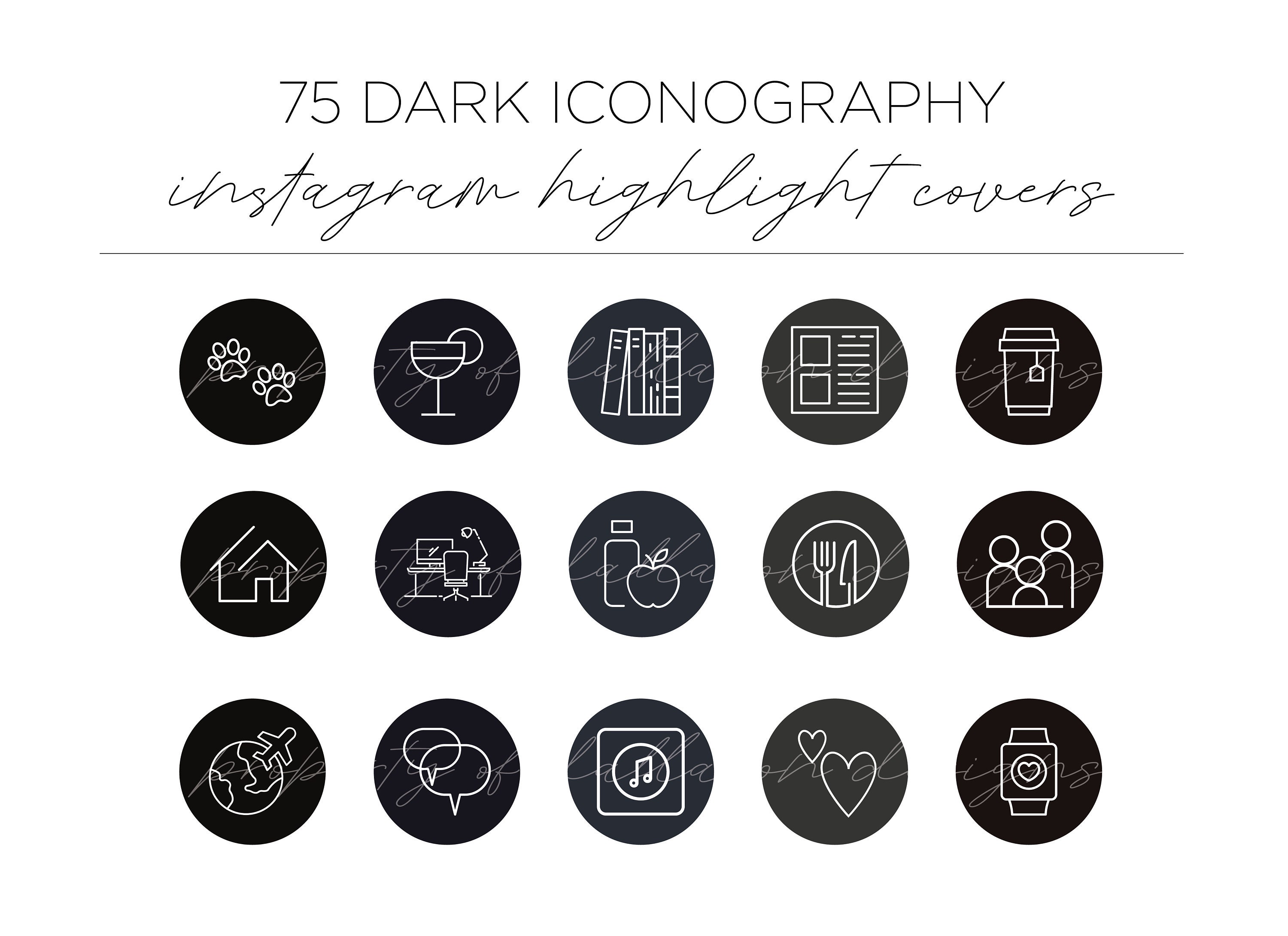 Dark Iconography Instagram Story Highlight Covers Instagram | Etsy