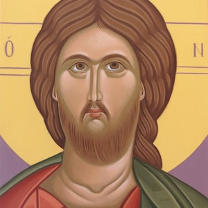 Handpainted Jesus Christ Icon: Greek Orthodox Byzantine Art
