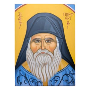 Saint Porfyrios (Άγιος Ποσφύριος), Hagiography, Handpainted Greek Orthodox Icon, Religious Byzantine Church Icon, Christian Icon