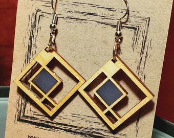 14K gold vermeil earrings with Moroccan wave charms and seafoam blue natural quartz coins dangling from gold fill hooks