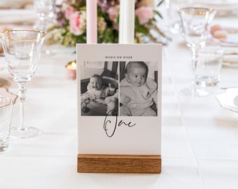Personalized Photo Table Numbers, Wedding Menu, Modern Minimalist