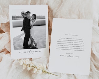 Wedding Photo Thank You Cards, Modern, Minimalist, Personalised