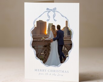 Personalised Photo Wreath Christmas Card with Envelope