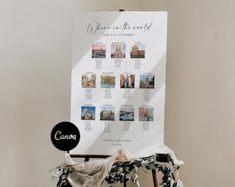 Wedding Photo Seating Chart Template | Editable Canva Table Plan (Instant Download)
