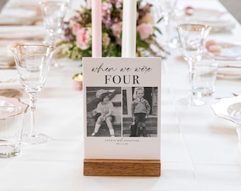 Personalized Photo Wedding Table Numbers & Menu, Modern Minimalist