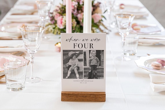Personalized Photo Wedding Table Numbers & Menu, Modern Minimalist