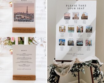 Personalized Wedding Table Numbers & Seating Plan Bundle