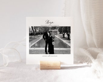 Personalized Wedding Photo Table Numbers & Menu, Modern Minimalist Design