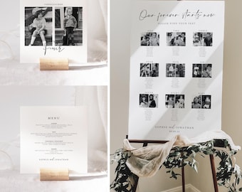 Personalized Photo Wedding Table Numbers & Seating Plan Bundle