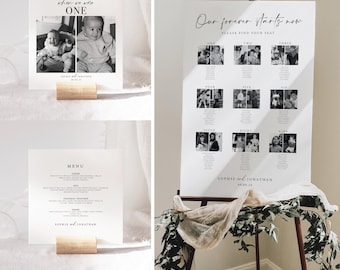 Personalized Wedding Photo Table Numbers & Seating Plan Bundle