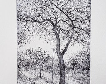 Print - Etching - La Escuela Fratney Tree