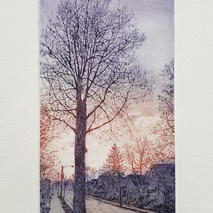 Multi-colored Print- Etching and aquatint- Spring Sunset