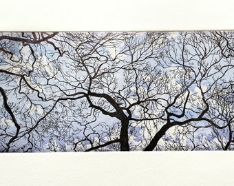 Print - Etching - Aquatint- Trees in Catalano Square