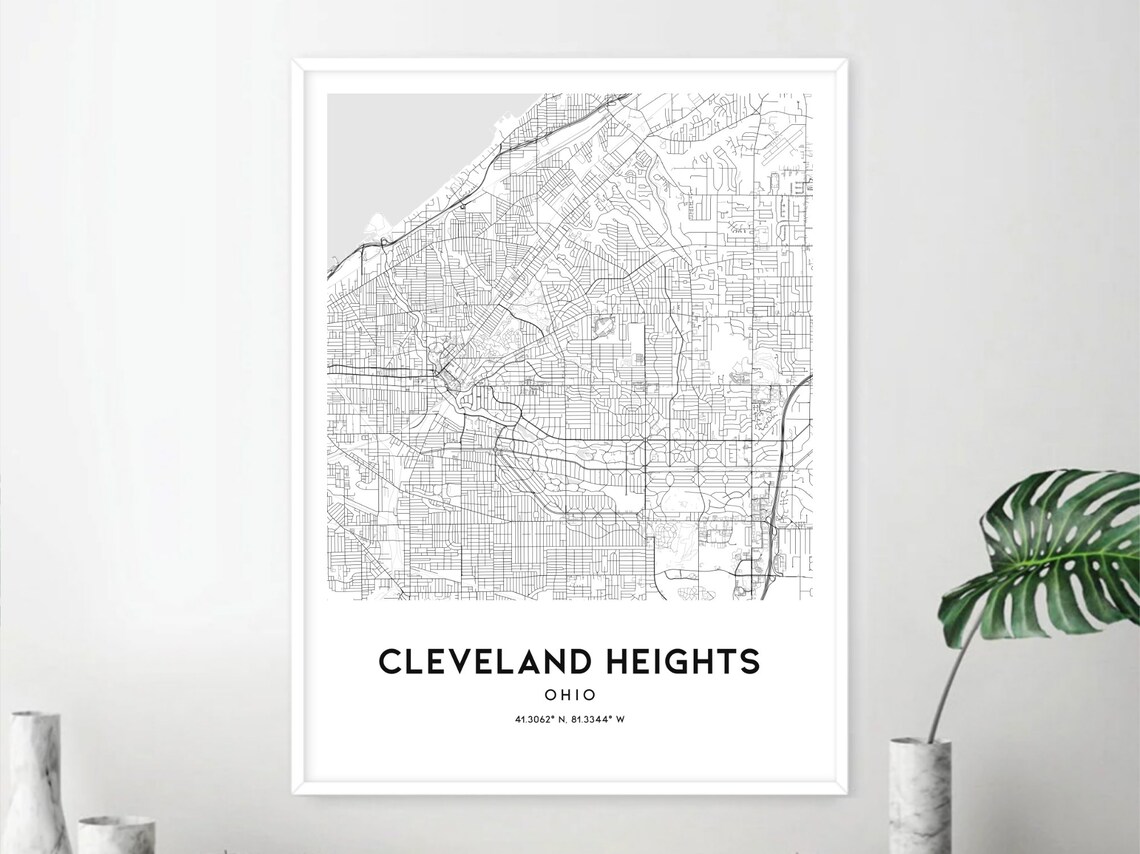 Cleveland Heights Map Print, Cleveland Heights Map Poster Wall Art, Oh ...
