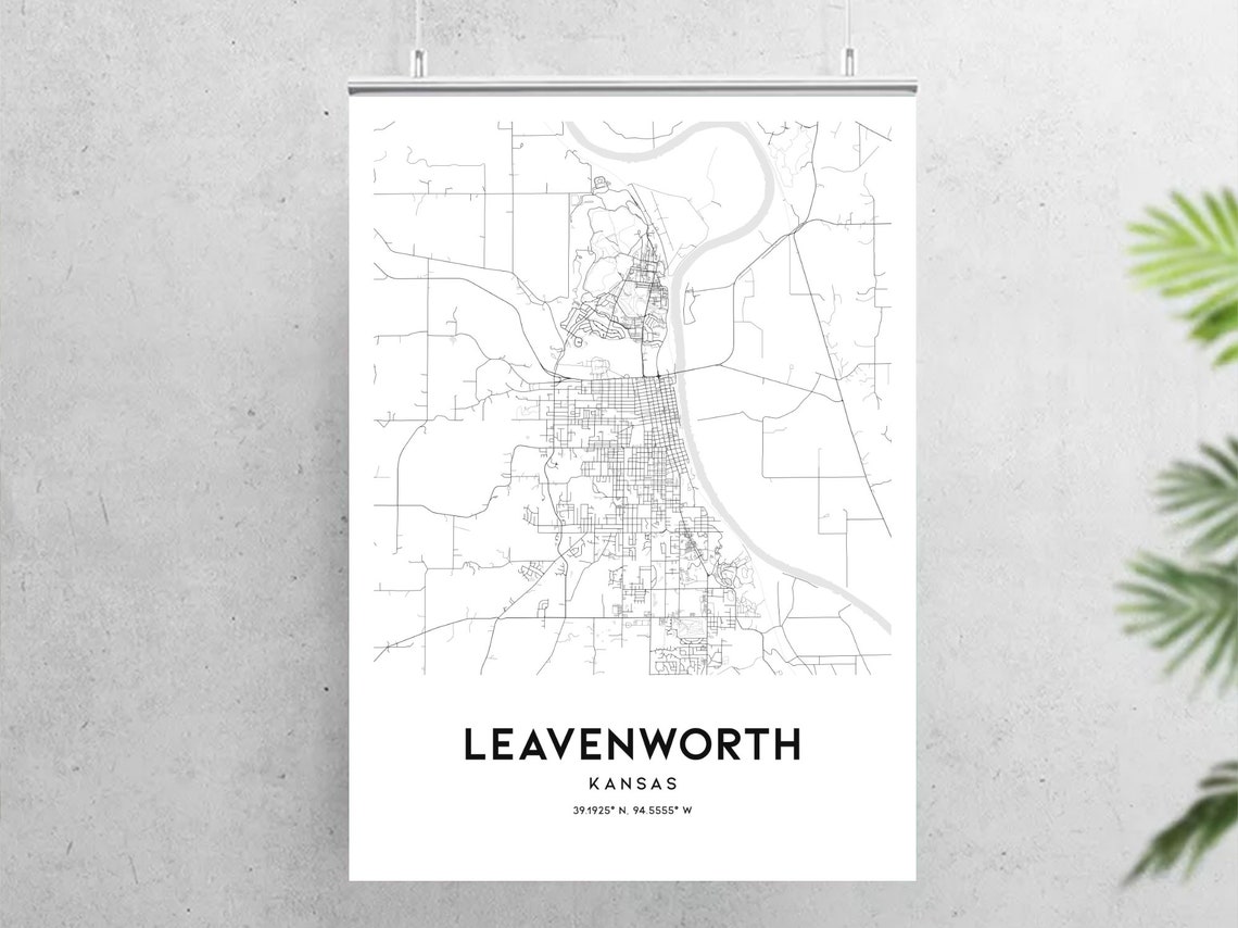 Leavenworth Map Print Leavenworth Map Poster Wall Art Ks Etsy