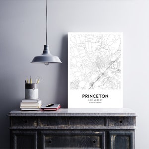Princeton Map Print, Princeton Map Poster Wall Art, Nj City Map, New Jersey Print Street Map ...