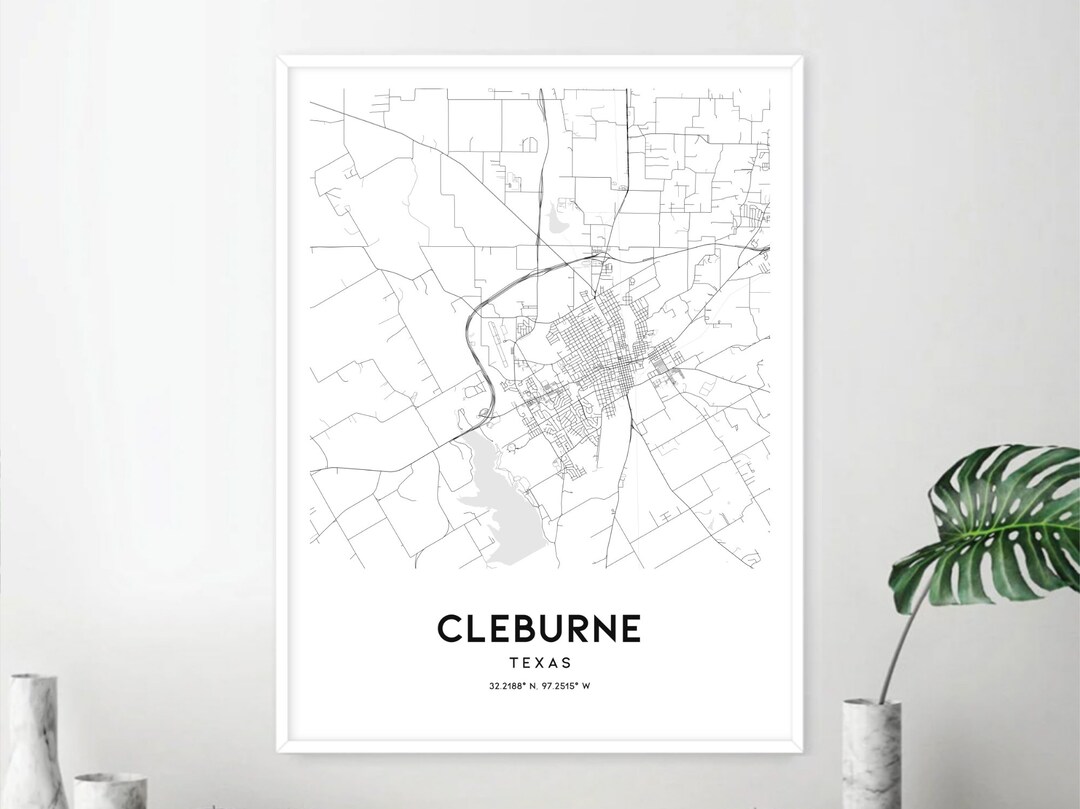 Cleburne Map Print Cleburne Map - Il 1080xN.1959474191 O6bj