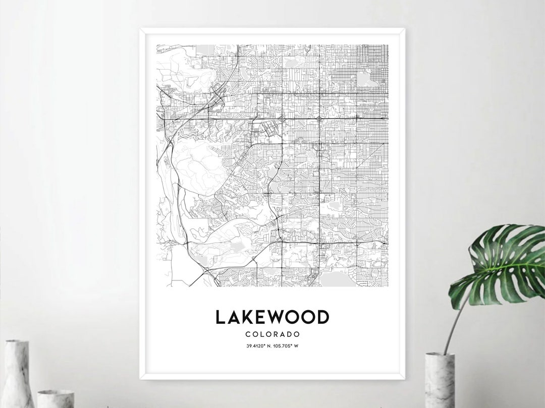 Lakewood Map Print, Lakewood Map Poster Wall Art, Co City Map, Colorado ...