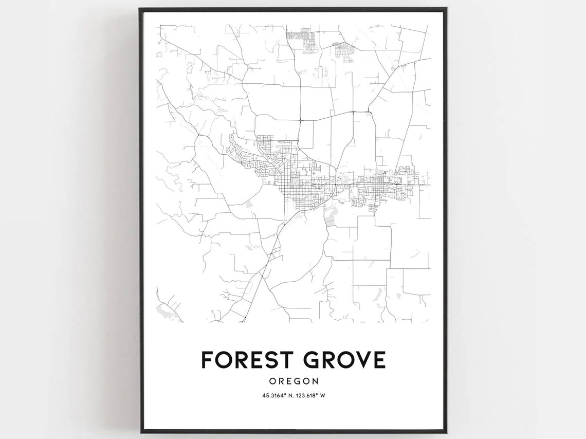 Forest Grove Map Print Poster Wall Art