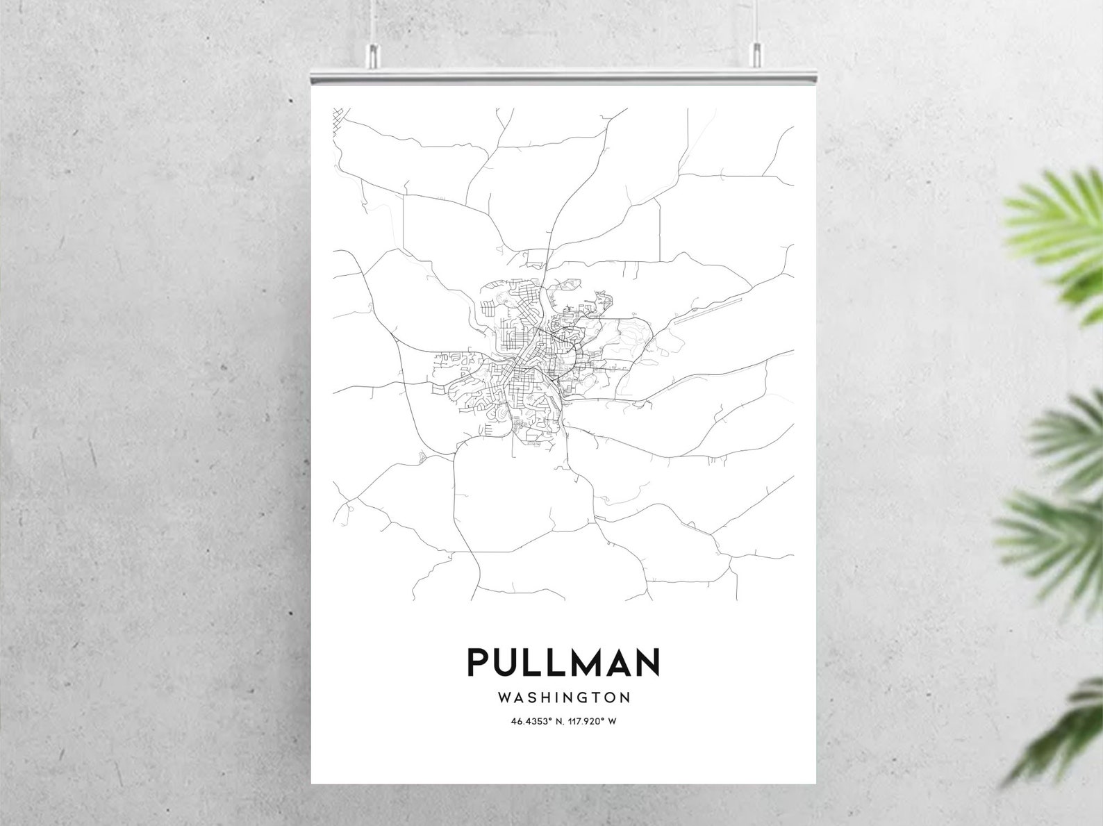 Pullman Map Print Pullman Map Poster Wall Art Wa City Map | Etsy