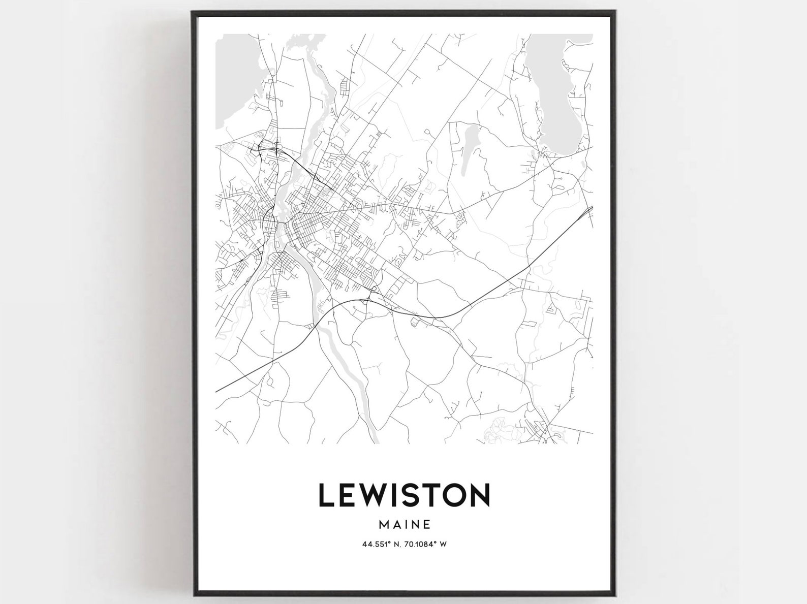 Lewiston Map Print Lewiston Map Poster Wall Art Me City Map Etsy
