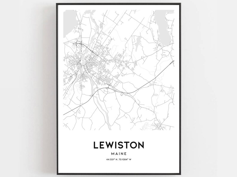 Lewiston Map Print Lewiston Map Poster Wall Art Me City Map | Etsy