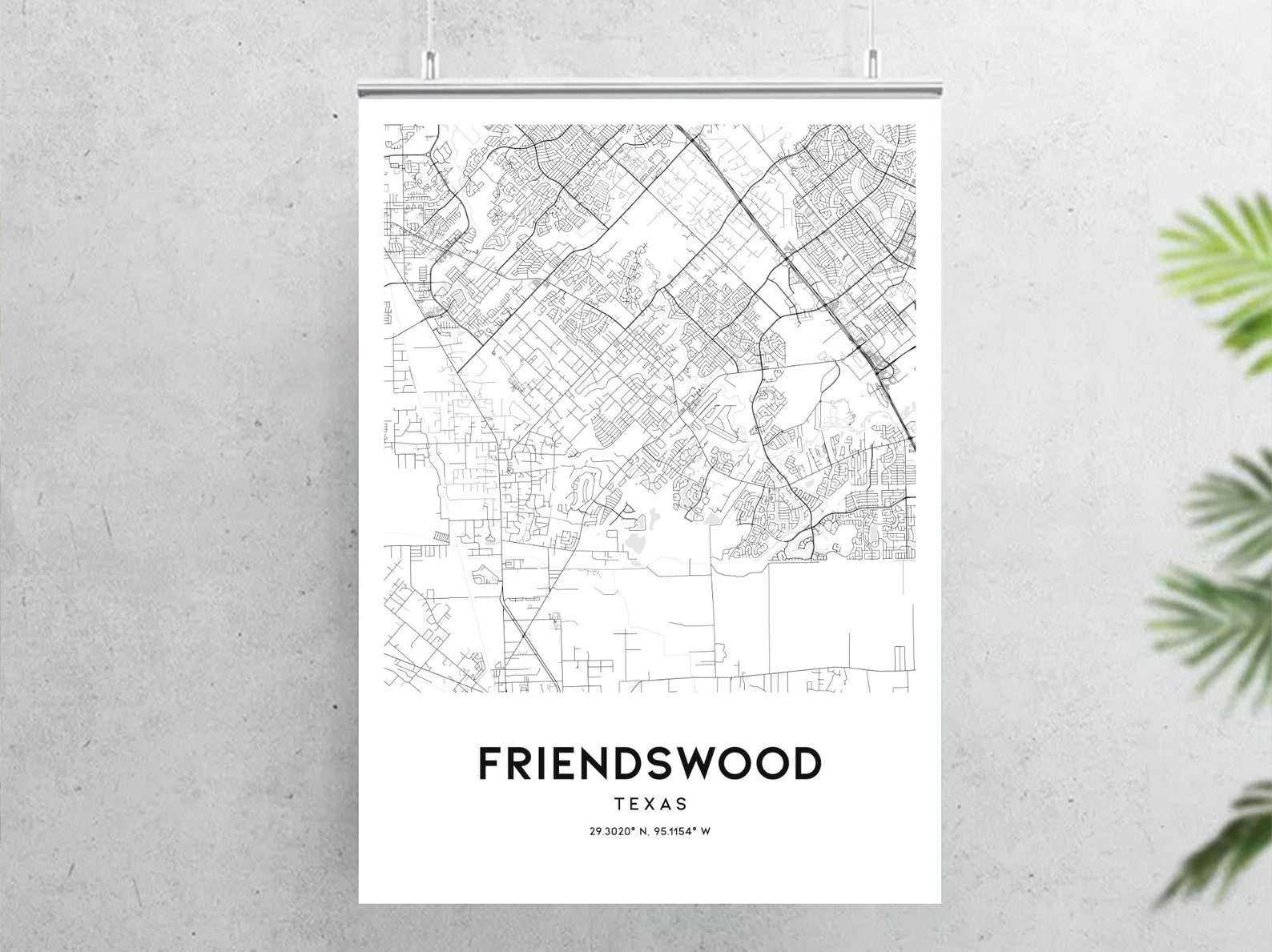 Friendswood Map Print Friendswood Map Poster Wall Art Tx Etsy