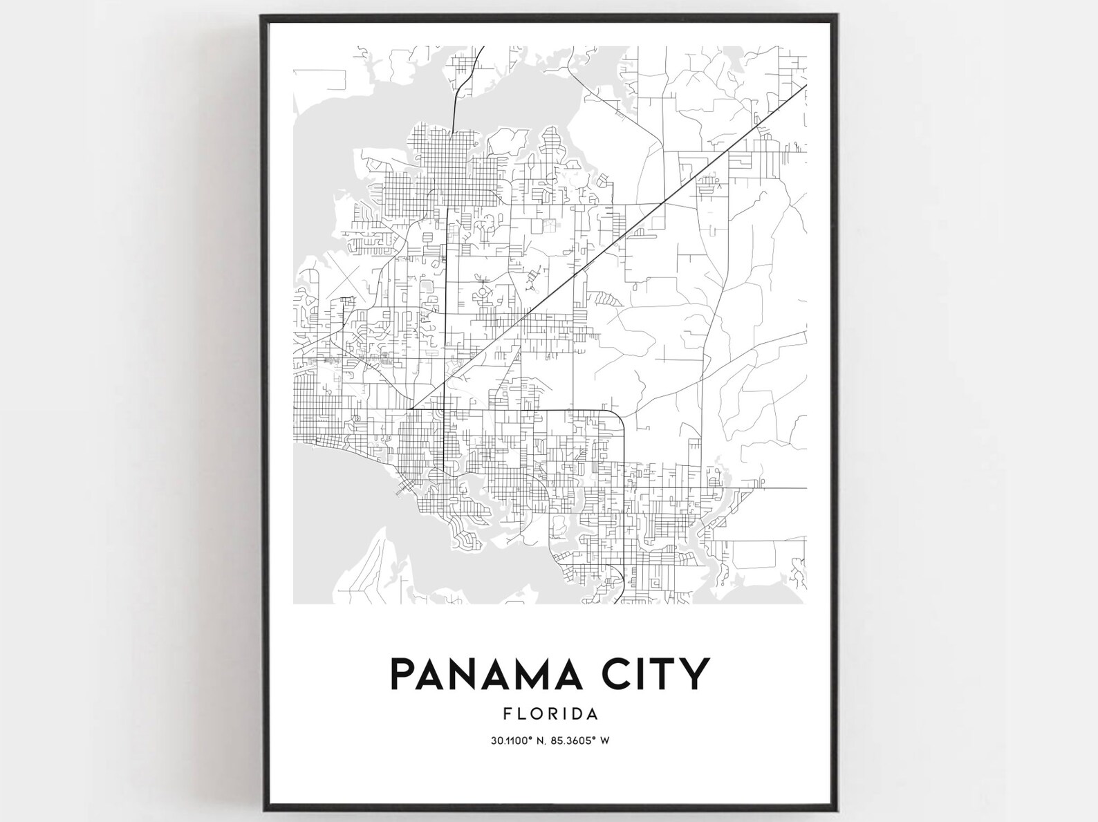 Panama City Map Print Panama City Map Poster Wall Art Fl | Etsy