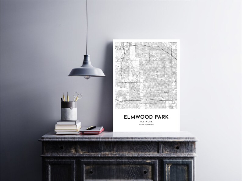 Elmwood Park Map Print, Elmwood Park Map Poster Wall Art, Il City Map ...