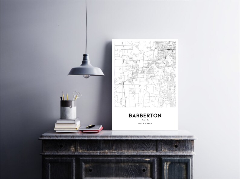 Barberton Map Print, Barberton Map Poster Wall Art, Oh City Map, Ohio