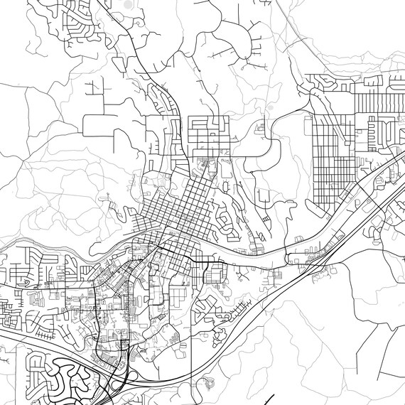 Street Map Of Flagstaff Az Flagstaff Map Print Flagstaff Map Poster Wall Art Az City | Etsy
