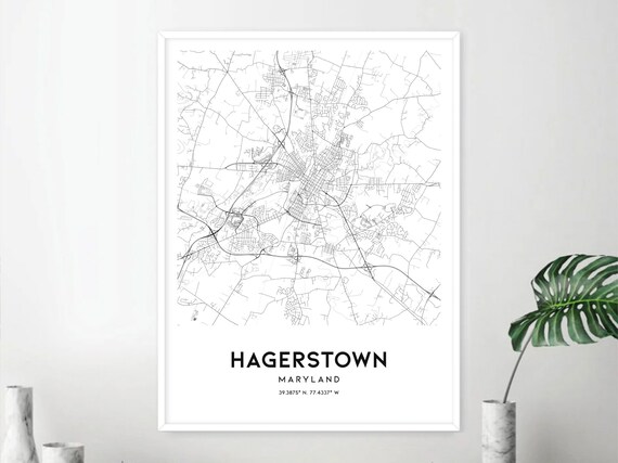 Hagerstown Map Print Hagerstown Map Poster Wall Art Md City | Etsy
