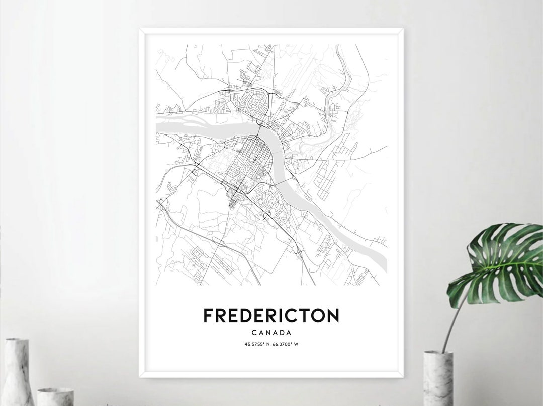 Fredericton Map Print, Fredericton Map Poster Wall Art, Fredericton