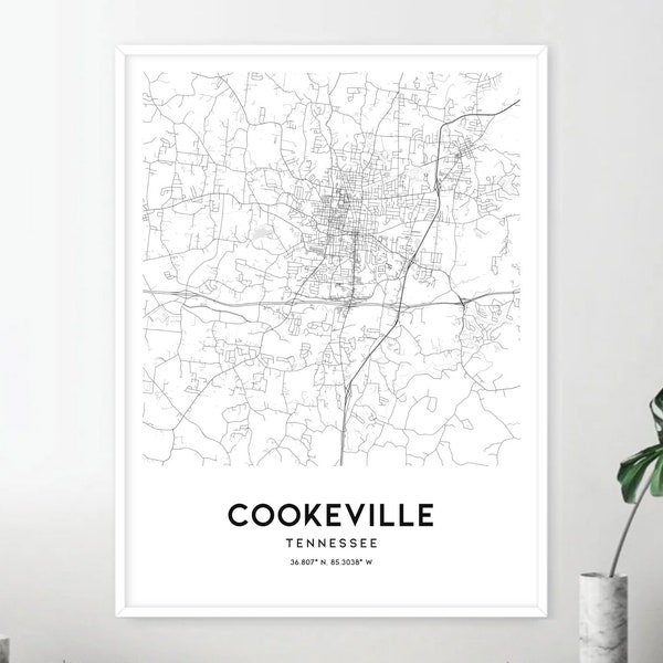 Road Map of Cookeville Tennessee Etsy