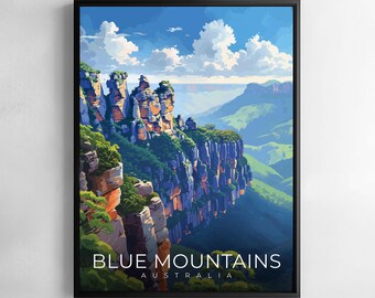 Blue Mountains Australia Travel Print Wall Art Landscape Poster